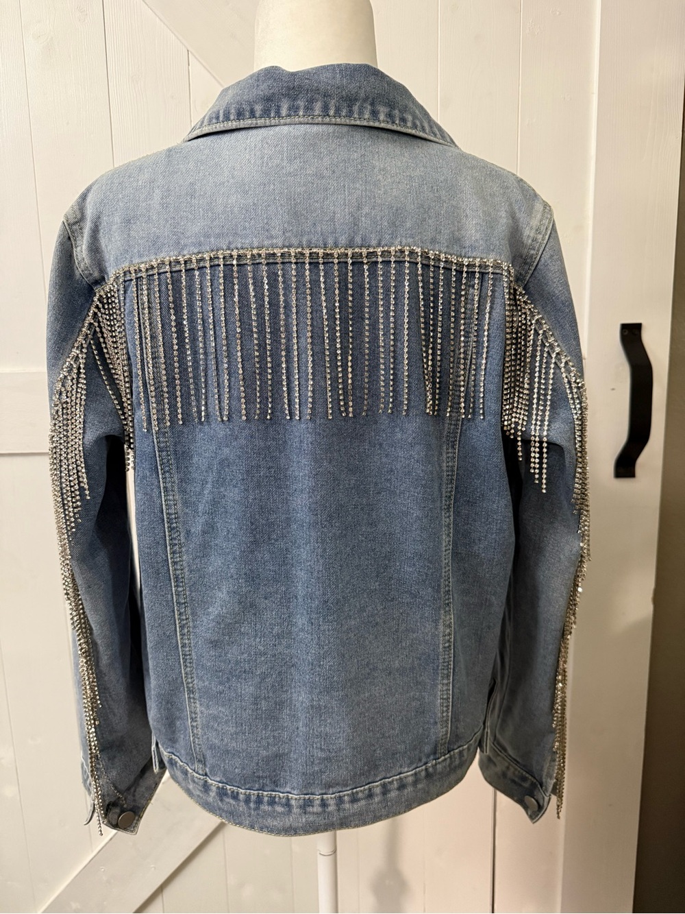 Andree by Unit Denim Jacket Rhinestone Fringe S